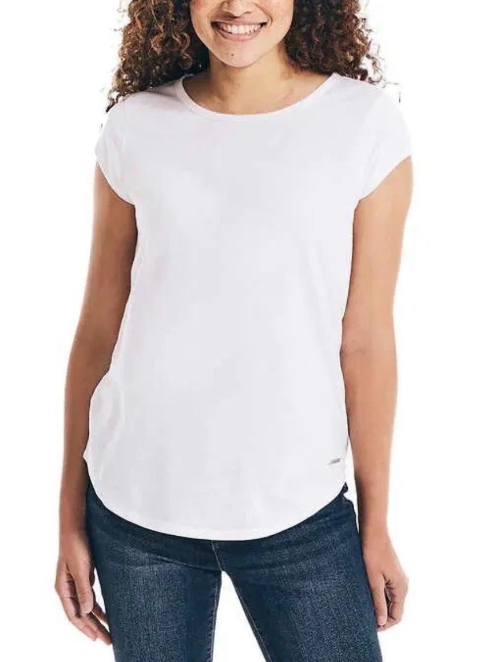 Nautica Womens Short Sleeve Side Tie Knot T Shirt White Size M